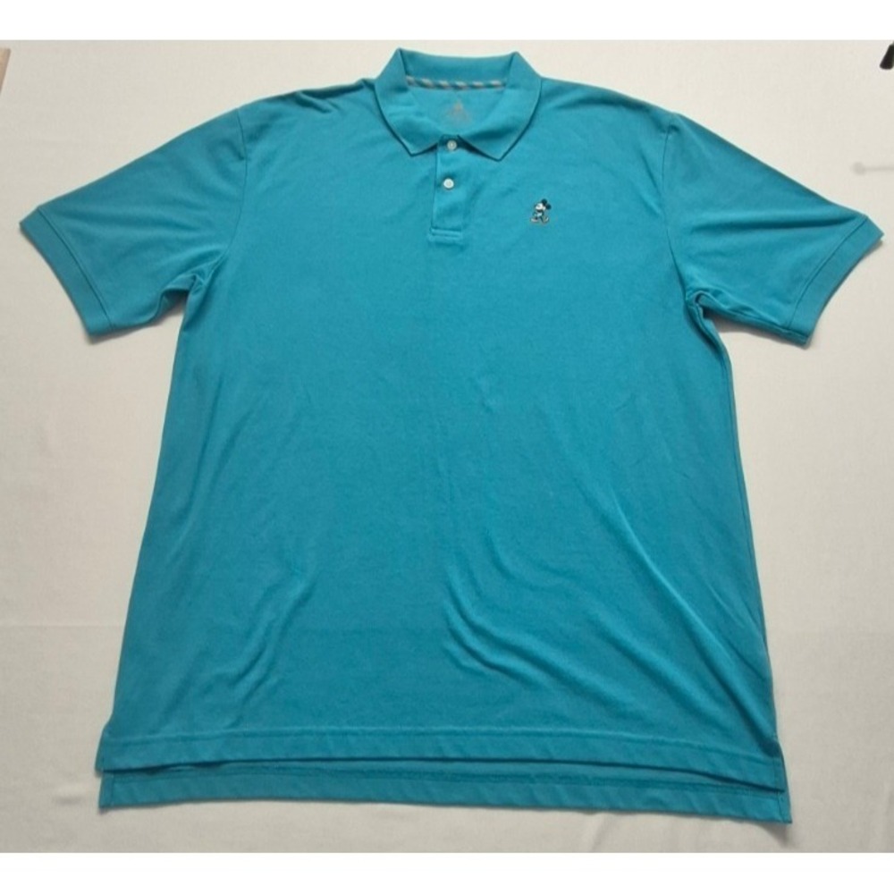 Disney Parks Authentic men's teal blue polo LG embroiled Mickey Mouse logo